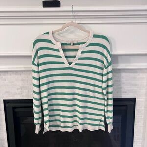 Green and White Striped Sweater from LOFT